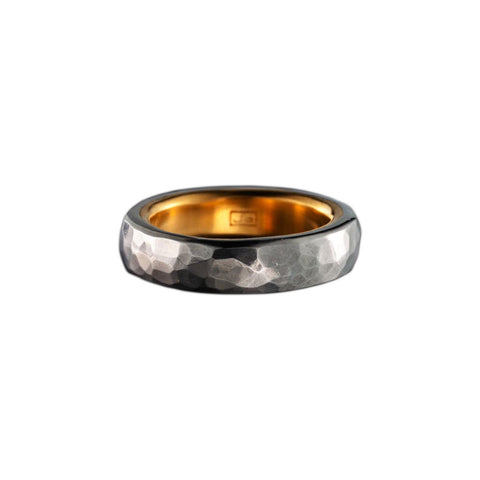 STAINLESS STEEL NARROW RING WITH 24K GOLD LINING