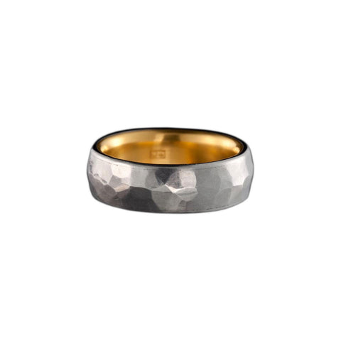 STAINLESS STEEL MEDIUM RING WITH 24K GOLD LINING