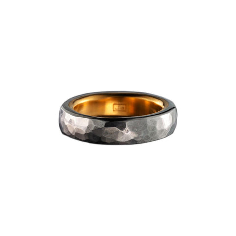 STAINLESS STEEL NARROW RING WITH 24K GOLD LINING